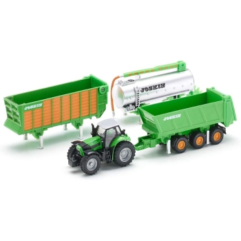 Traktor z naczepą, przyczepą i cysterną model metalowy SIKU S1848